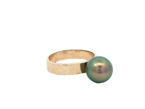 Gold Filled Ring with Tahitian Pearl