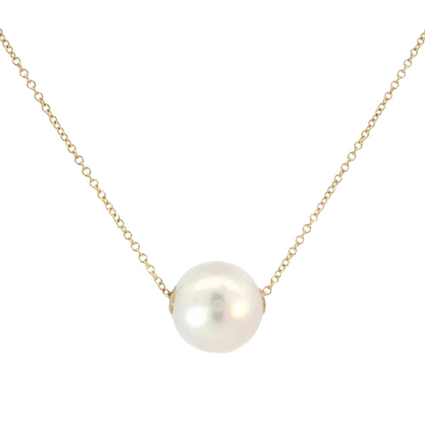 White Freshwater Pearl on Yellow Gold Chain
