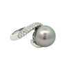 Tahitian Pearl Ring with Diamonds in White Gold