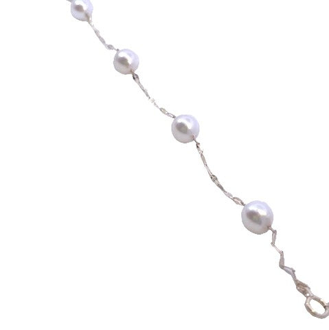 White Pearls Bracelet on Yellow Gold Chain