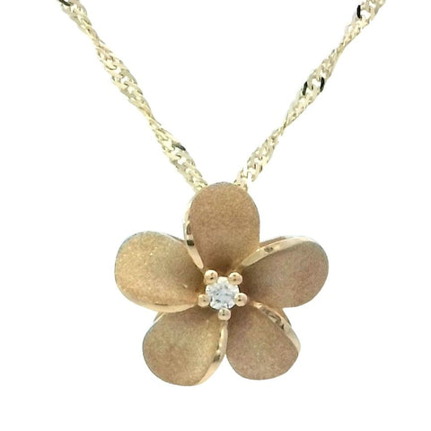 11mm Plumeria Slide Pendant in Yellow Gold