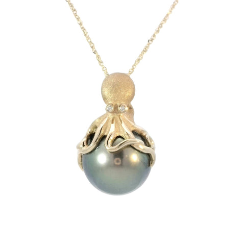 Octopus Pendant with Pearl