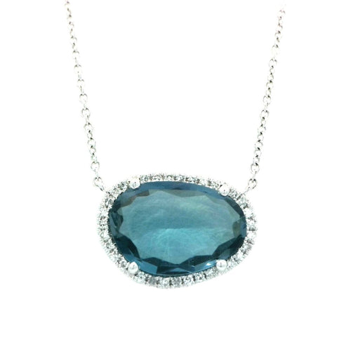 Blue Topaz Necklace in White Gold