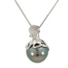Octopus Pendant with Pearl in White Gold