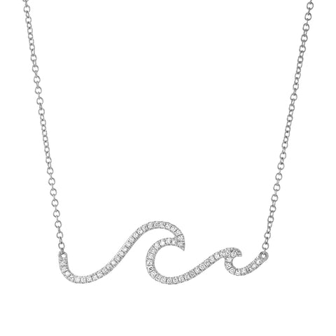 Wave Necklace in White Gold