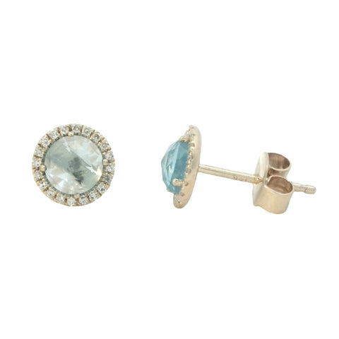 Sky Blue Topaz Stud Earrings in Yellow Gold