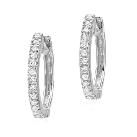 Small Diamond Huggie Earrings in White Gold