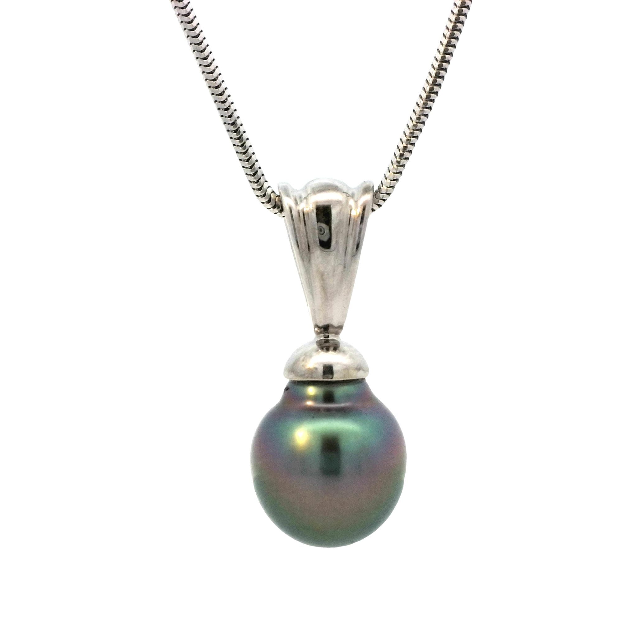 Baroque Tahitian Pearl Pendant in White Gold