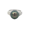 Tahitian Pearl and Diamonds Ring in White Gold