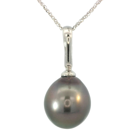 Simple Pearl Pendant in White Gold