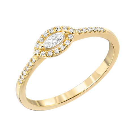 Marquise Halo Diamond Ring in Yellow Gold