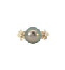 Tahitian Pearl Ring with Plumerias in Yellow Gold