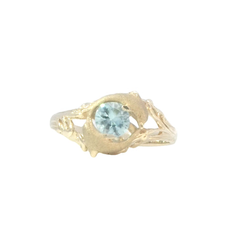 Dolphin ring with Blue Zircon