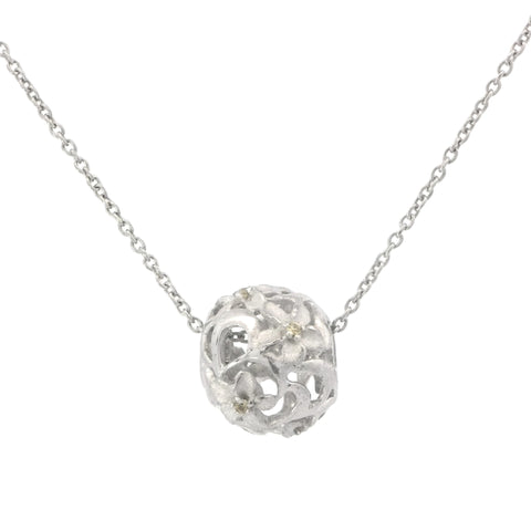 Precious Silver Plumeria Ball Pendant