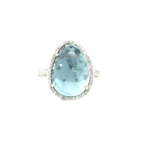 London Blue Topaz Ring in White Gold