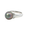 Tahitian Pearl and Diamonds Ring in White Gold