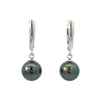 Tahitian Pearl Leverback Dangle Earrings in White Gold