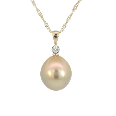 Simple South Sea Pearl and Diamond Pendant