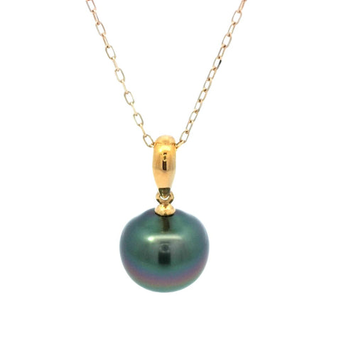 Cultured Tahitian Pearl Necklace in Yellow Gold