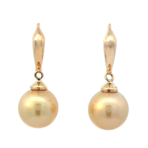 Golden South Sea Pearl Leverback Earrings