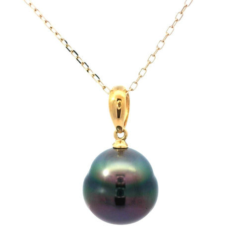 Cultured Tahitian Pearl Necklace in Yellow Gold