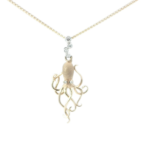 Octopus Pendant in Two Tone Gold