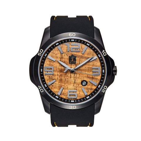 Surfrider Watch in Black with Black Silicone Band - Large