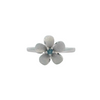 Plumeria Ring in White Gold with Blue Diamond