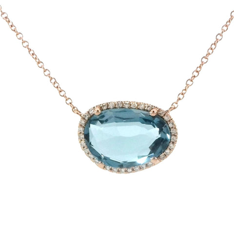 London Blue Topaz Necklace in Rose Gold