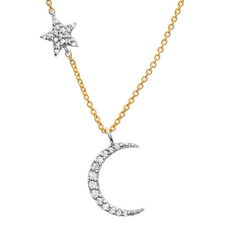 Small Moon and Star Necklace