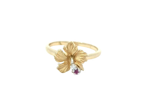 Hibiscus Ring in Two Tone Gold