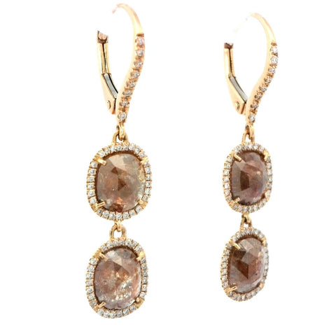 Rustic Diamond Earrins in Rose Gold