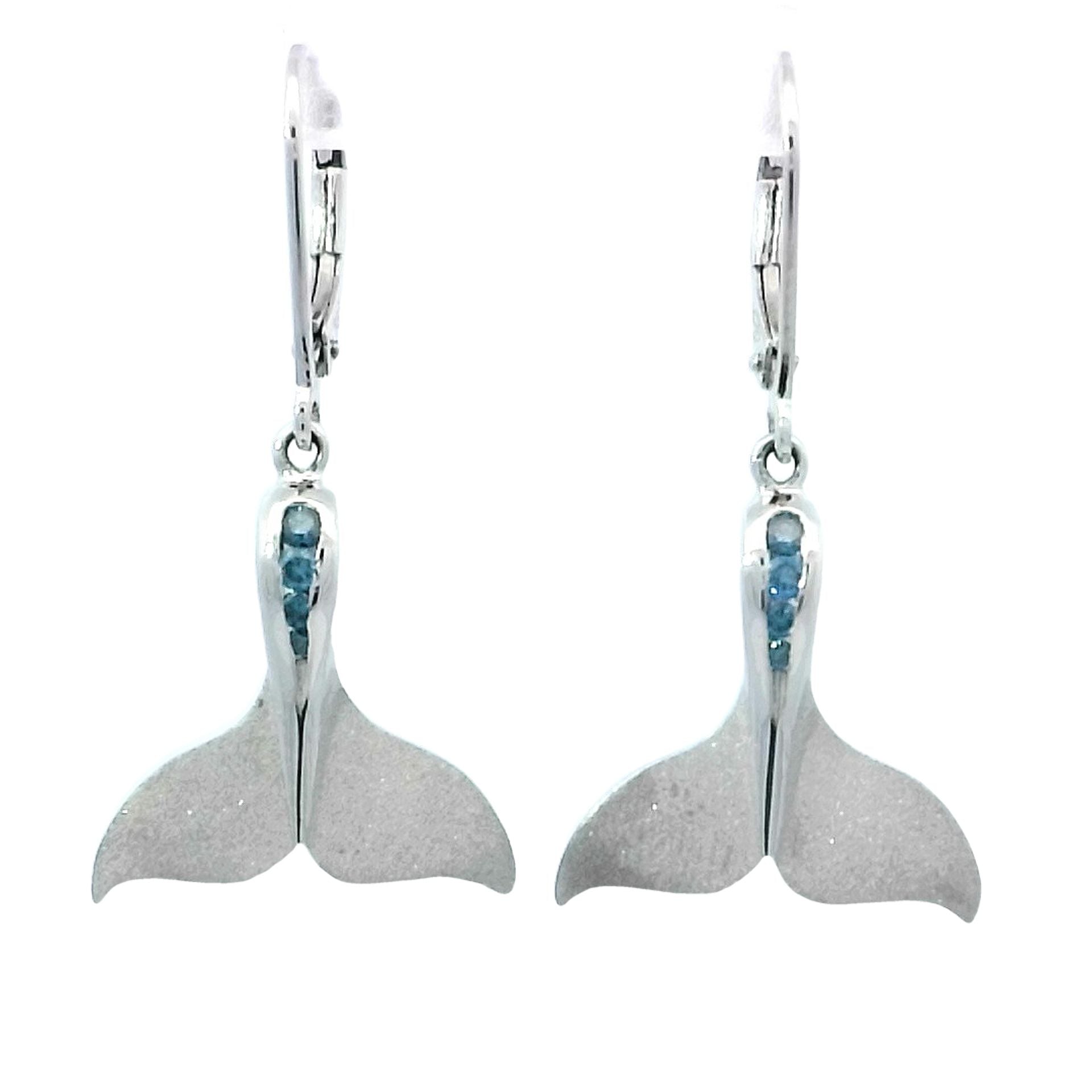 Whale Tail Earrings in White Gold