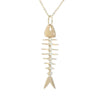 Fish Bone Pendant with Diamonds