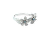 Three Plumeria Ring in White Gold with Blue Diamonds