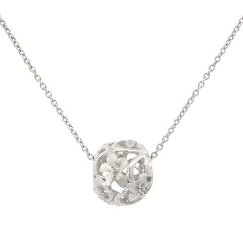 Precious Silver Plumeria Ball Pendant with Yellow Sapphires