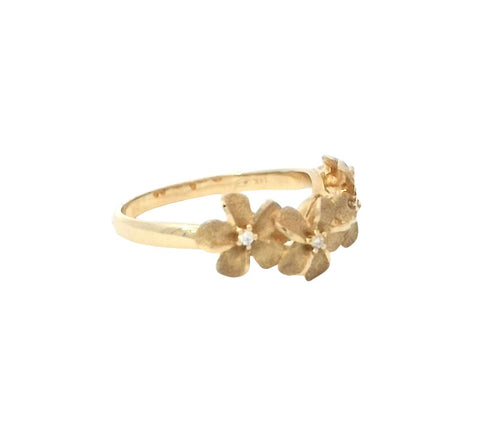 Four Plumeria Ring in Yellow Gold