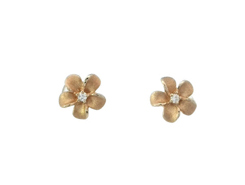 Plumeria Stud Earrings in Yellow Gold