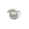 Tahitian Pearl Ring with Diamonds in White Gold