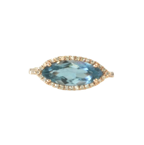 Marquise Cut London Blue Topaz Ring in Rose Gold