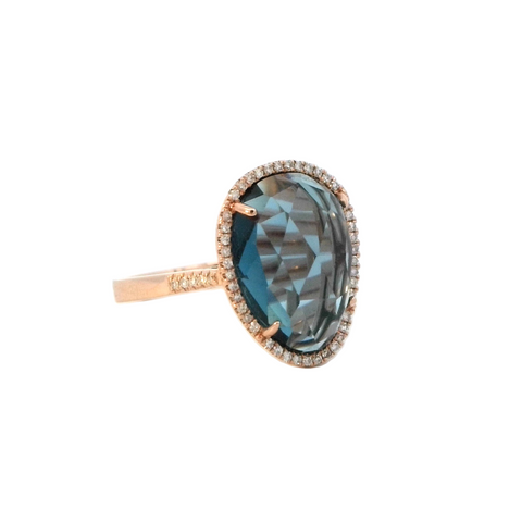 London Blue Topaz Ring in Rose Gold