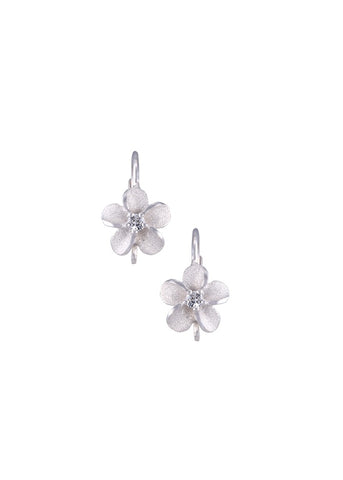 Plumeria Leverback Earrings in Precious Silver