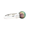 Tahitian Pearl Ring with Diamonds in White Gold
