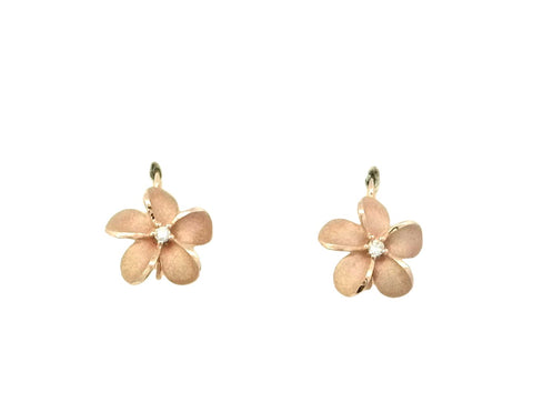 Plumeria Leverback Earrings in Rose Gold