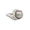 Tahitian Pearl and Diamonds Ring in White Gold