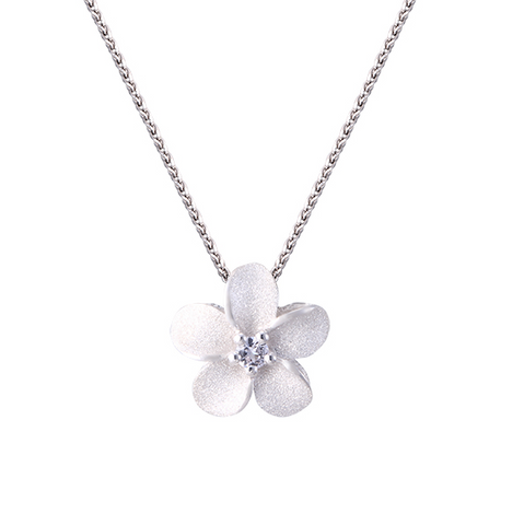 Plumeria Slide Pendant in Precious Silver