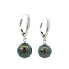 Tahitian Pearl Leverback Dangle Earrings in White Gold