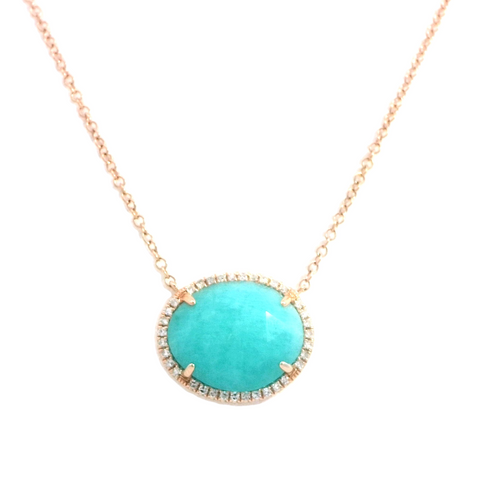 Amazonite Necklace in Rose Gold