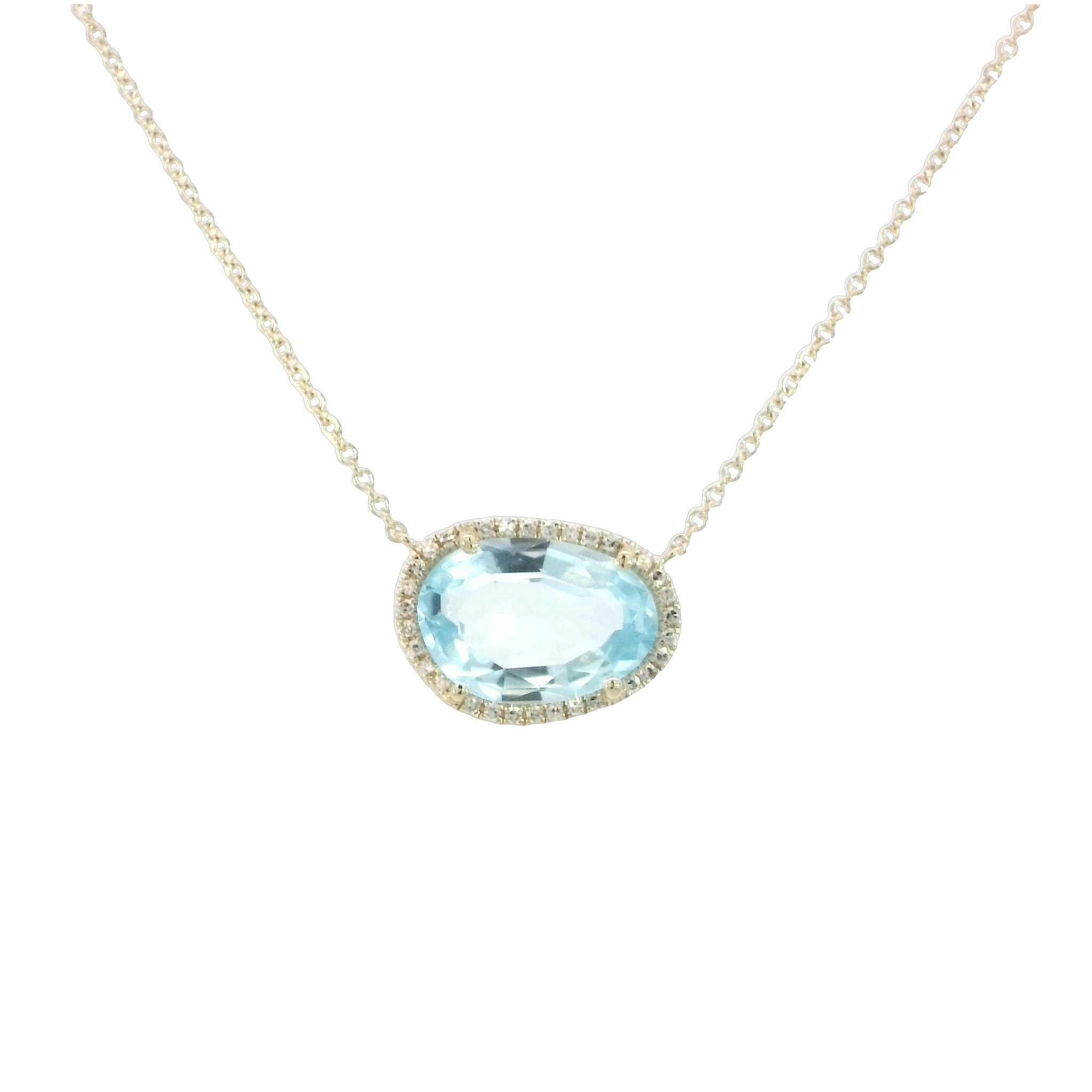 Sky Blue Topaz Necklace in Yellow Gold