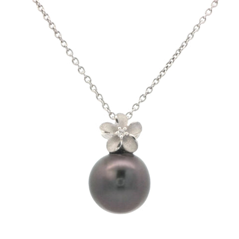 Plumeria Pendant with Tahitian Pearl